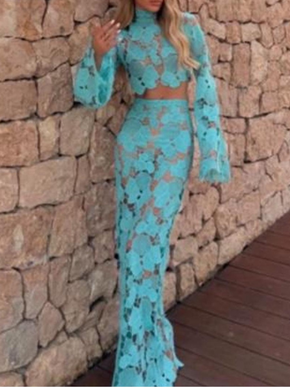 Selea - TURQUOISE SHELL EMBROIDERY CO-ORD